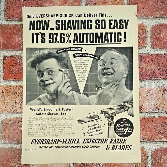 1950 Smiling Happy Men Shaving‎ with Schick Razors - Original Vtg PRINT AD - Picture 11 of 11